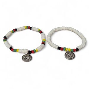 Handcrafted One Of A Kind Set Of Two Beaded Bracelets